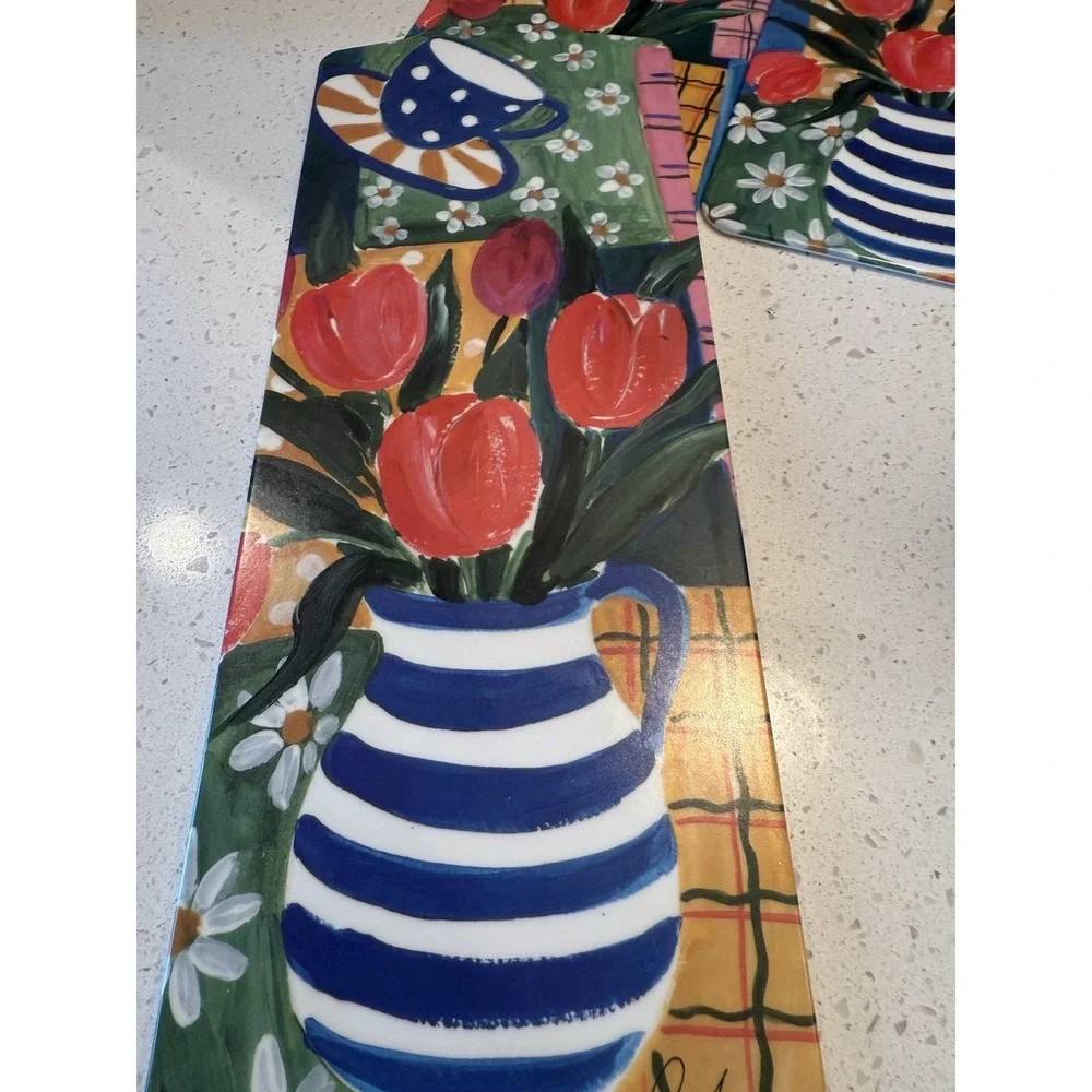Home Essentials Melamine Floral & Fruit Platter Serving‎ Chopping Tray Set Of 6